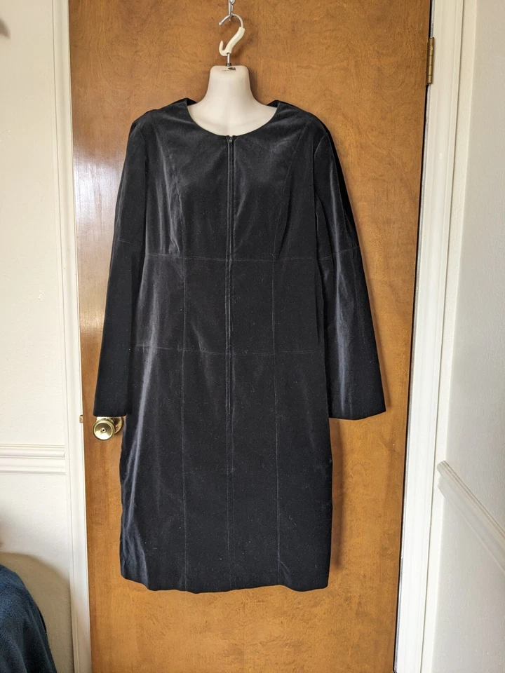 Shape FX Black Women's 14 Velvet Long Sleeve Bodycon Short Sheath Dress - Imagem 1 de 4