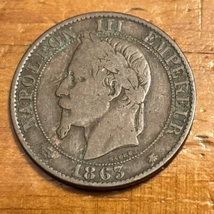 1863-A France 5 Centimes - Picture 1 of 2