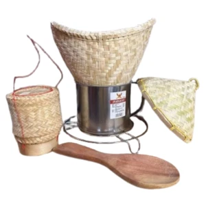 Juego de 6 piezas Cesta de vapor de arroz pegajosa tailandesa bambú mini utensilios de cocina vintage camping - Imagen 1 de 11