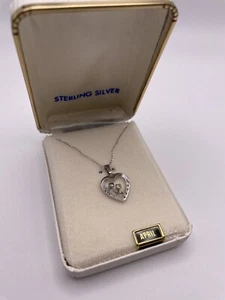 Vintage Felice JF Sterling Birthstone Heart Pendant April Clear New Old Stock - Picture 1 of 5