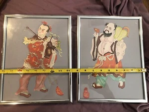 Japanese Paper Painting Samurai Buddha Kung Fu Origami Kabuki Framed Signed - Picture 1 of 8