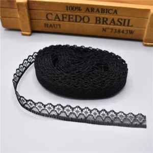 5 yards Lace Ribbon Tape Width 14MM Trim Fabric DIY Embroidered lace (Black) - Picture 1 of 1