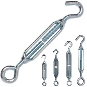 SMALL - LARGE GALVANISED TURNBUCKLE WEATHERPROOF Tensioner Strainer Hook/Eye - Picture 1 of 1