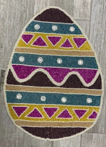 EASTER EGG Multi Color Beaded Charger Placemat Centerpiece OVAL 12"X16" NWT - Picture 1 of 2