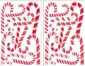 GLITTER PUFF CANDY CANES wall stickers 22 decals holiday Christmas peppermint