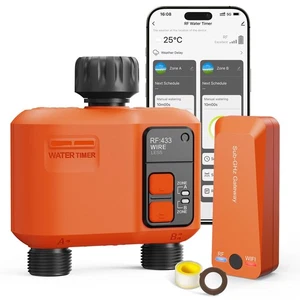 WiFi Water Timer for Garden Hose with 984 ft Range,Smart 2- Zone Sprinkler Ti... - Picture 1 of 9