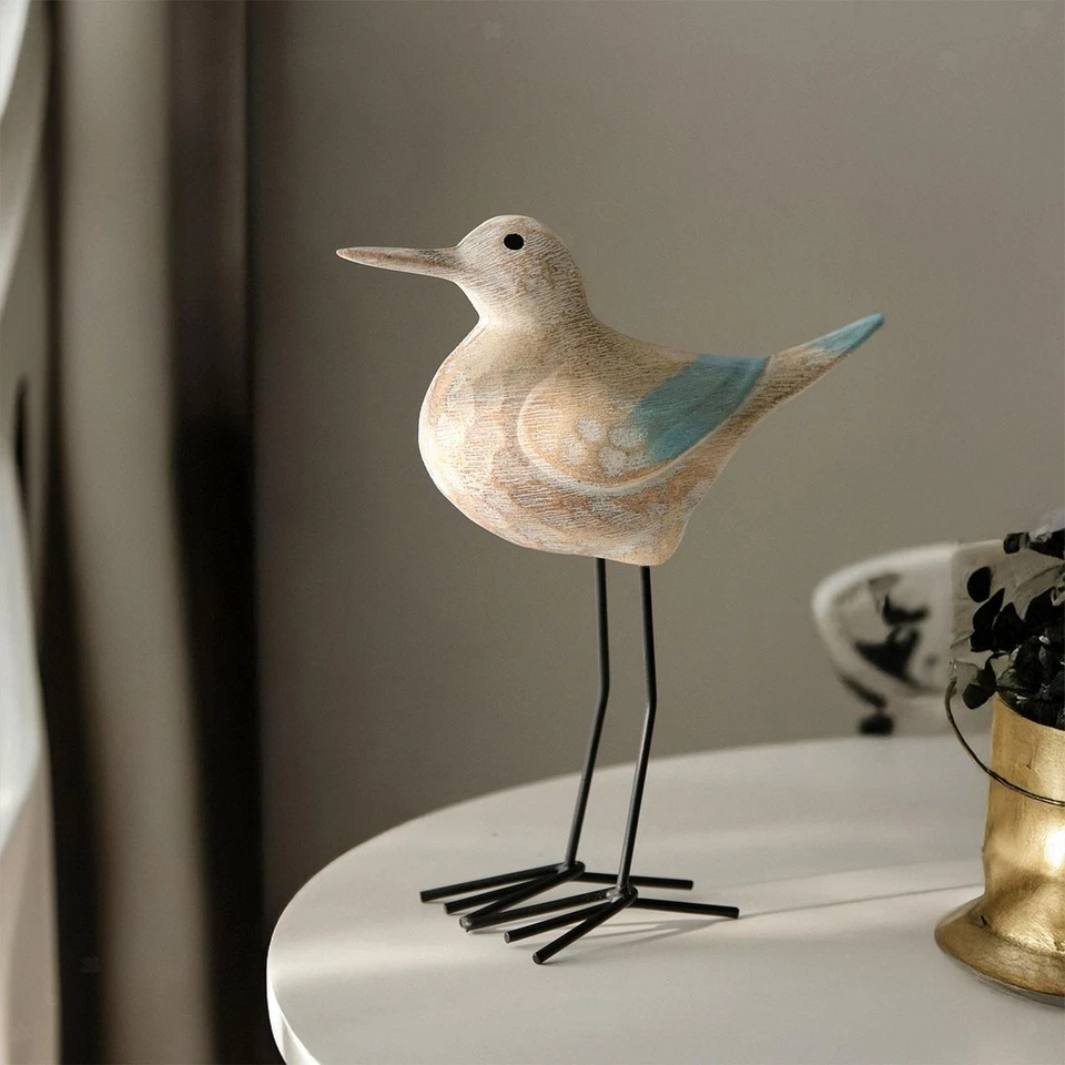 Estatuilla de pájaro marino coleccionable retro escultura de madera para estantería oficina Foto 1 de 4