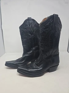 Stivali da cowboy western Resistol Ranch neri in pelle goffrata pull-on 8B - Foto 1 di 10