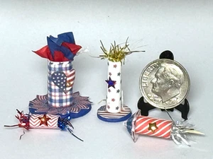 4 OOAK Artisan Fourth of July Firecrackers Miniature 1:12 Dollhouse signed '25 - Picture 1 of 14