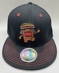 Domo Kun Rastafari Rasta Black & Red 420 Flat Bill Adjustable Snapback Hat Cap - Picture 1 of 7
