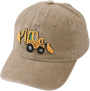 Excavator Toddler Baseball Hat, Embroidery Adjustable Kids Medium, Khaki - Picture 1 of 5