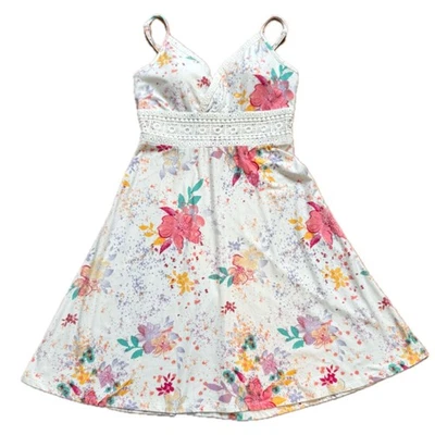 Y2k Babydoll Floral Vestido de Sol Crochet Correa de Espagueti Mujer’s XS Cottagecore Boho Foto 1 de 4