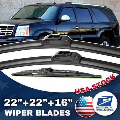 Premium 3PCS 22"& 22"& 16"Front & Rear Wiper Blades For GMC Envoy 2002-2006 - Image 1 of 4