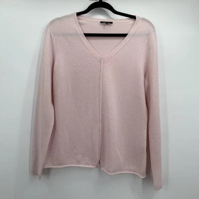 Suéter tejido Lafayette 148 New York para mujer rosa mediano cachemir cuello en V Foto 1 de 4