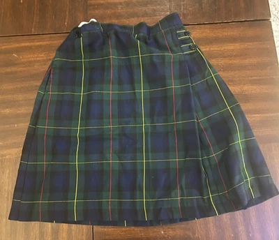 Lands Ends 女孩 16 码松紧腰制服裙 — 第 1/4 张图片