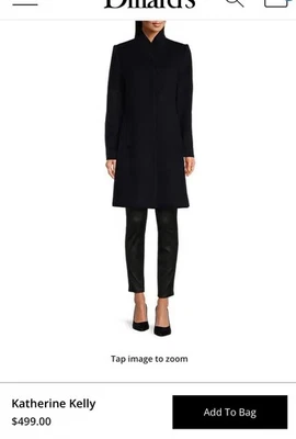 Katherine Kelly Dillard's Black Coat-Pure Wool Hidden Snap Tulip Collar Coat - Image 1 of 4