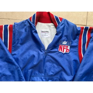 National Football League 80s DeLONG windbreaker bomber 1/4 jacket L blue NFL vtg - Picture 1 of 5