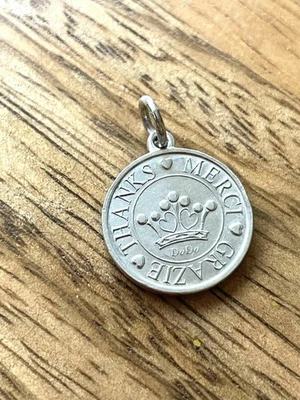 Ciondolo Dodo Grazie Argento Charms Money Moneta Thank You Quadrifoglio - Immagine 1 di 3