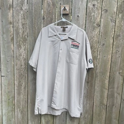 Harriton Mens Shirt Size 3XL Short Sleeve Button Up Tan with Lumber Company Logo - Image 1 of 4