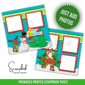 Premade Christmas Scrapbook Page Santa Snowman PRINTED Quick Page Kid Baby 2 - Bild 1 von 2