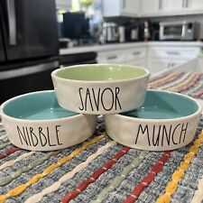 Rae Dunn Savor, Nibble & Munch Dog Cat Food & Water 5” Bowls Artisan by Magenta