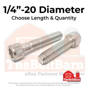 Tornillos de cabeza de enchufe de acero inoxidable 316 de 1/4"-20 (elige longitud y cantidad) - Imagen 1 de 13