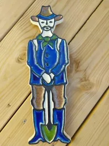 Vintage Norwegian Konrad Galaaen Rallar man - Porsgrund Porcelain Art Tile - Picture 1 of 2