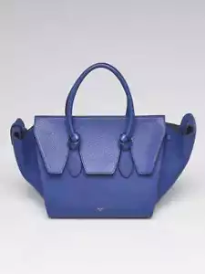 Celine Blue Grained Leather Mini Tie Tote Bag - Picture 1 of 11