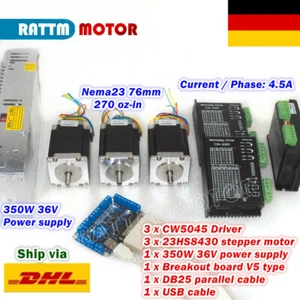 【DE】Motor paso a paso Nema23 76 mm de 3 ejes 270 oz + controlador CW5045 + enrutador CNC de placa V5 - Imagen 1 de 9