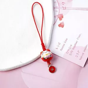 Bolso de teléfono móvil Lucky Porcelana Maneki Neko gato en flores rojas rosa - Imagen 1 de 1