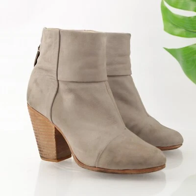 Bota Newbury Rag Bone para mujer talla 7 gris cuero nobuck tacón ancho botín cómodo Foto 1 de 4