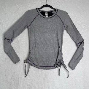 Lucy Womens XS Top Athletic Long Sleeve Stretch Gray Back Detail Thumb Holes - Picture 1 of 18