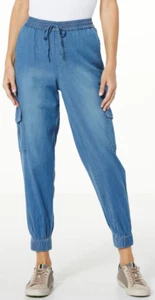 GBG LIGHTLUXE CARGO JOGGER LARGE VINTAGE MEDIUM WASH (SIZE X-SMALL) - Picture 1 of 6