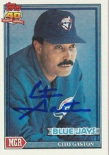 CITO GASTON TORONTO BLUE JAYS  SIGNED 1991 TOPPS  CARD #81