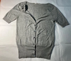 Authentic PRADA Wool Silk Short Sleeve Gray Cardigan Shirt Size 40 Made in Italy - Picture 1 of 8