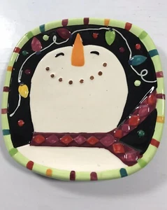 Snowman GIBSON 6" Square Dessert Tea Salad Plates Christmas Cookies Holiday - Picture 1 of 6