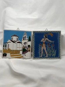 Griechenland Keramik Fliese Wandkunst Vintage handgefertigt Smaltotechniki zwei - Bild 1 von 14
