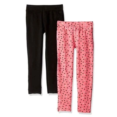 Girls Leggings 2-Pack Size 12M Black & Pink Star Print Everyday Playwear NWT - Image 1 of 4