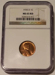 1935 D Lincoln Wheat Cent MS65 RED NGC - Picture 1 of 4