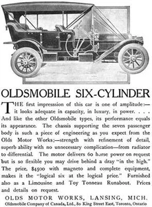 Oldsmobile 1909 - Oldsmobile Ad - Oldsmobile Six Cylinder - Imagen 1 de 1