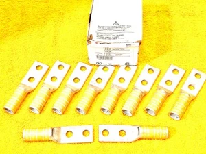 (Cantidad. 10) YAZ292TC38 BURNDY 250 KCMIL 2 ORIFICIOS BARRIL LARGO COBRE LENGÜETA DE COMPRESIÓN - Imagen 1 de 12