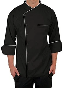 Restaurant Uniform Chef Coat Long Sleeve Single Breast Jacket For Men - Foto 1 di 21