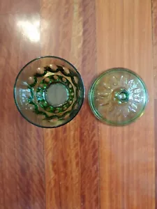 Green Depression Candy dish with lid - Picture 1 of 5