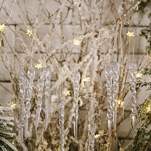 Christmas Tree Clear Acrylic Icicle Ornaments Decoration Xmas Home Decor 12pcs - Picture 1 of 9