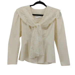 Vintage Gunne Sax Gr. S/M creme Spitze Knopfleiste Bluse Rüschen 70er - Bild 1 von 14