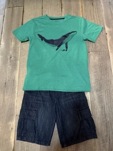 Gymboree Deep Sea Adventure Denim Cargo Shorts mit Wal Shirt Set Jungen 10 - Bild 1 von 6
