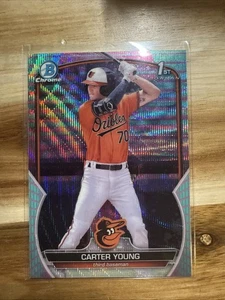 2023 Bowman Chrome - Carter Young Aqua/Pink Vapor /125 BCP-183 Orioles - Picture 1 of 2