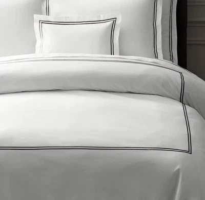 Funda nórdica Restauración Hardware Italiana Blanca Hotel Satén Puntada Negra F/Q Foto 1 de 4