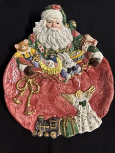 Fitz and Floyd Weihnachtsmann Canape Teller Wandbehang Nikolaus Sack Engel 1995 - Bild 1 von 9