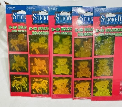 3-D Hologram Stickers Unicorn Pegasus Carousel Horse Teddy Bears Set Of 5 - Image 1 of 4